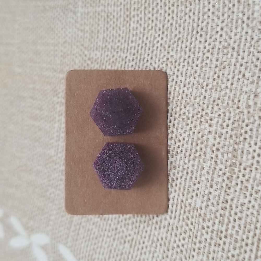 Shiny Purple Stud Earrings.